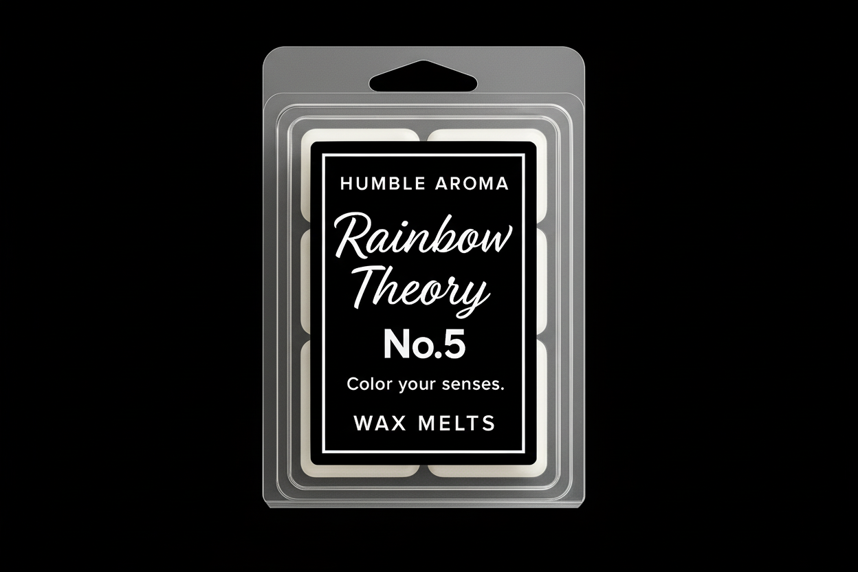 Humble Aroma Rainbow Theory No.5 wax melts packaging on a white background